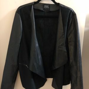 Angled faux leather and suede jacket